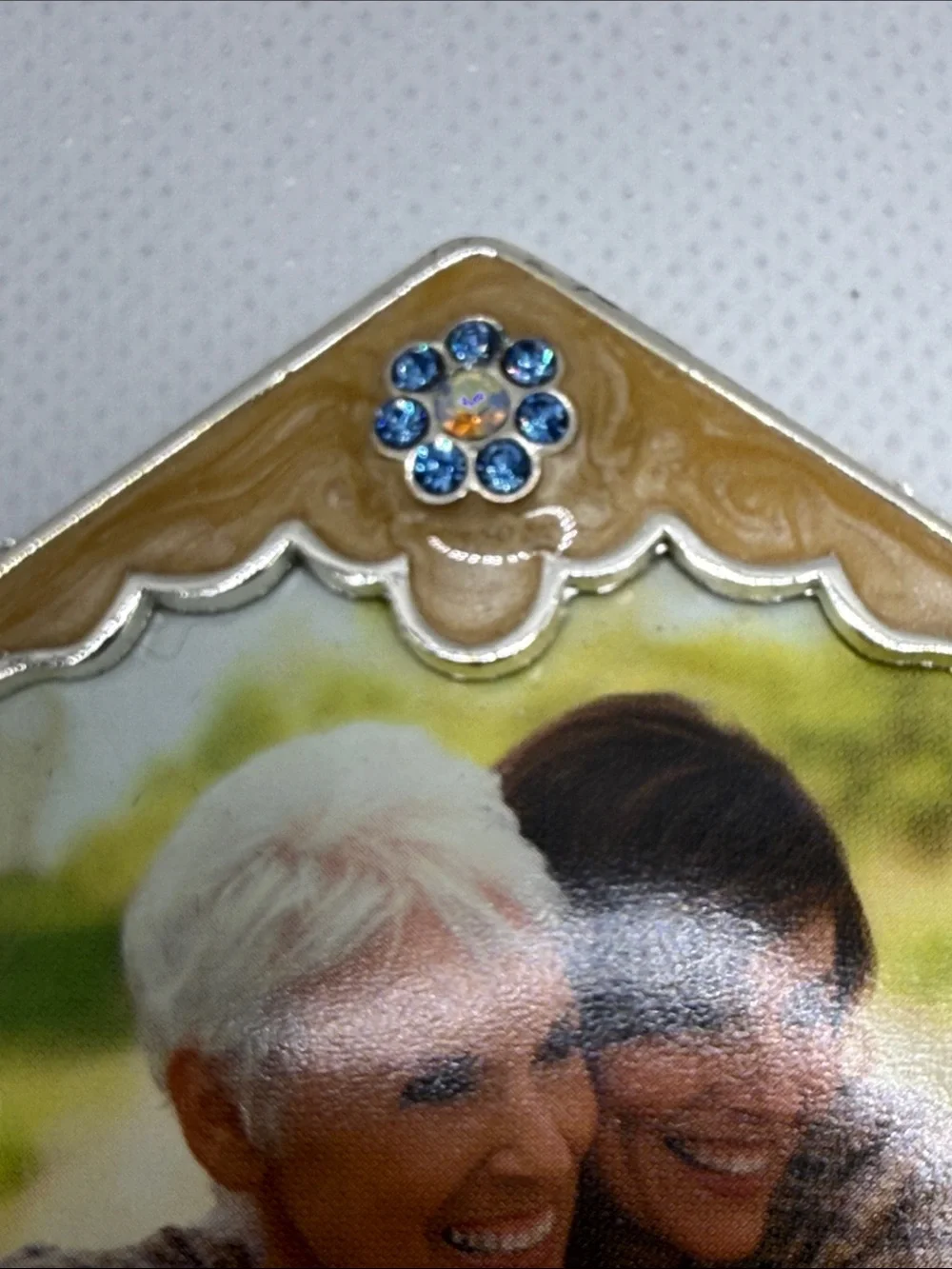 3 Hallmark Hanging Photo picture Frames mini enamel rhinestones bling family VTG